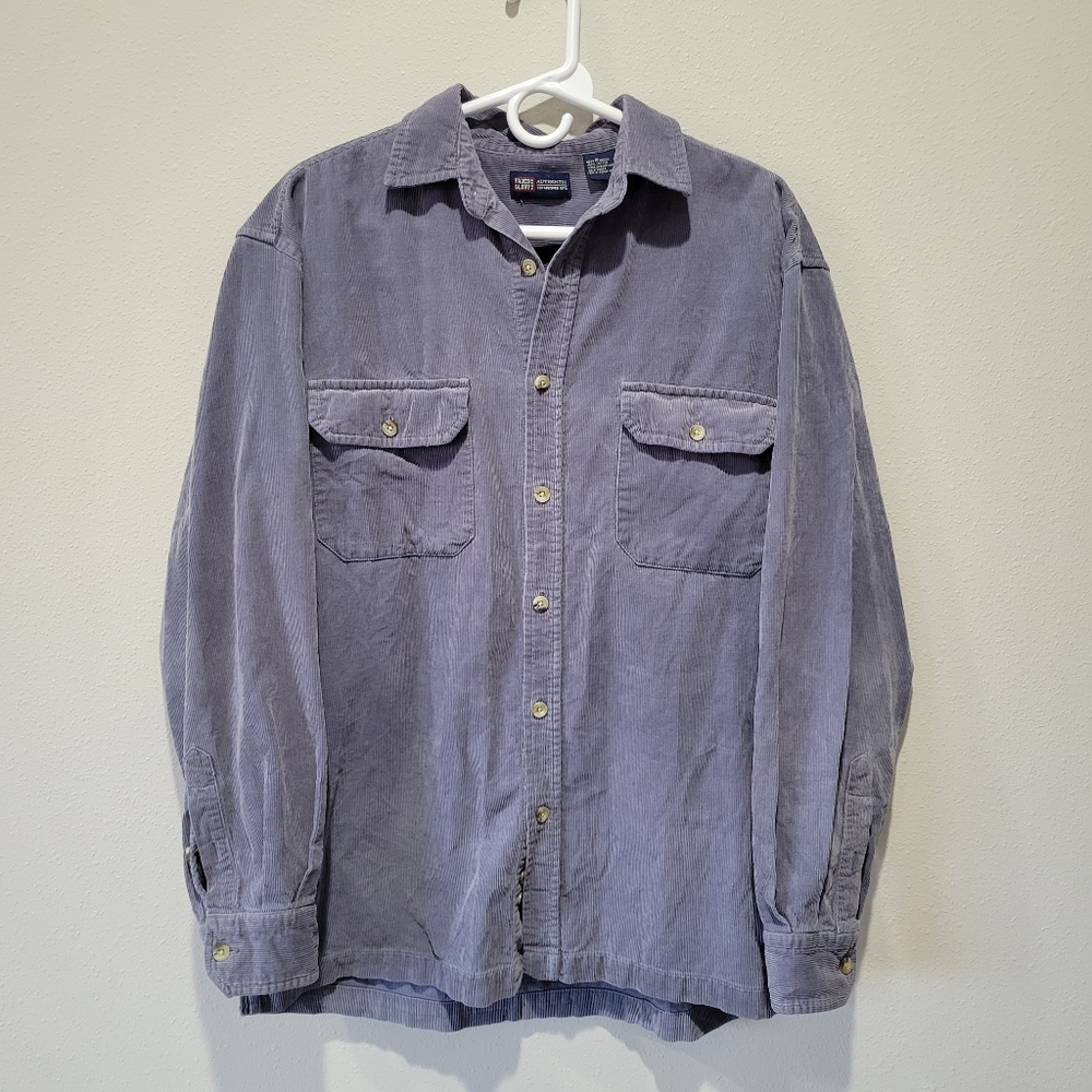 Faded Glory Vintage Corduroy Light Blue Button Down Size Medium